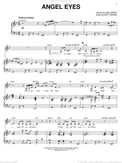 angel eyes piano sheet music